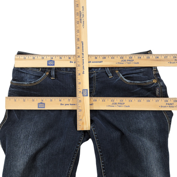 Silver Ankle Cropped Jeans‎ 29 Women Santorini Dark Blue Faded Embroidered - Picture 3 of 11